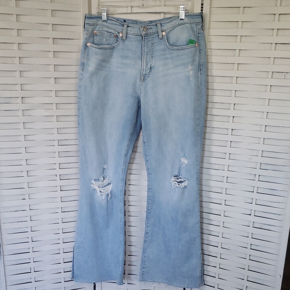 Gap 70' Flare High Rise Blue Distressed Women's Jeans Size 12